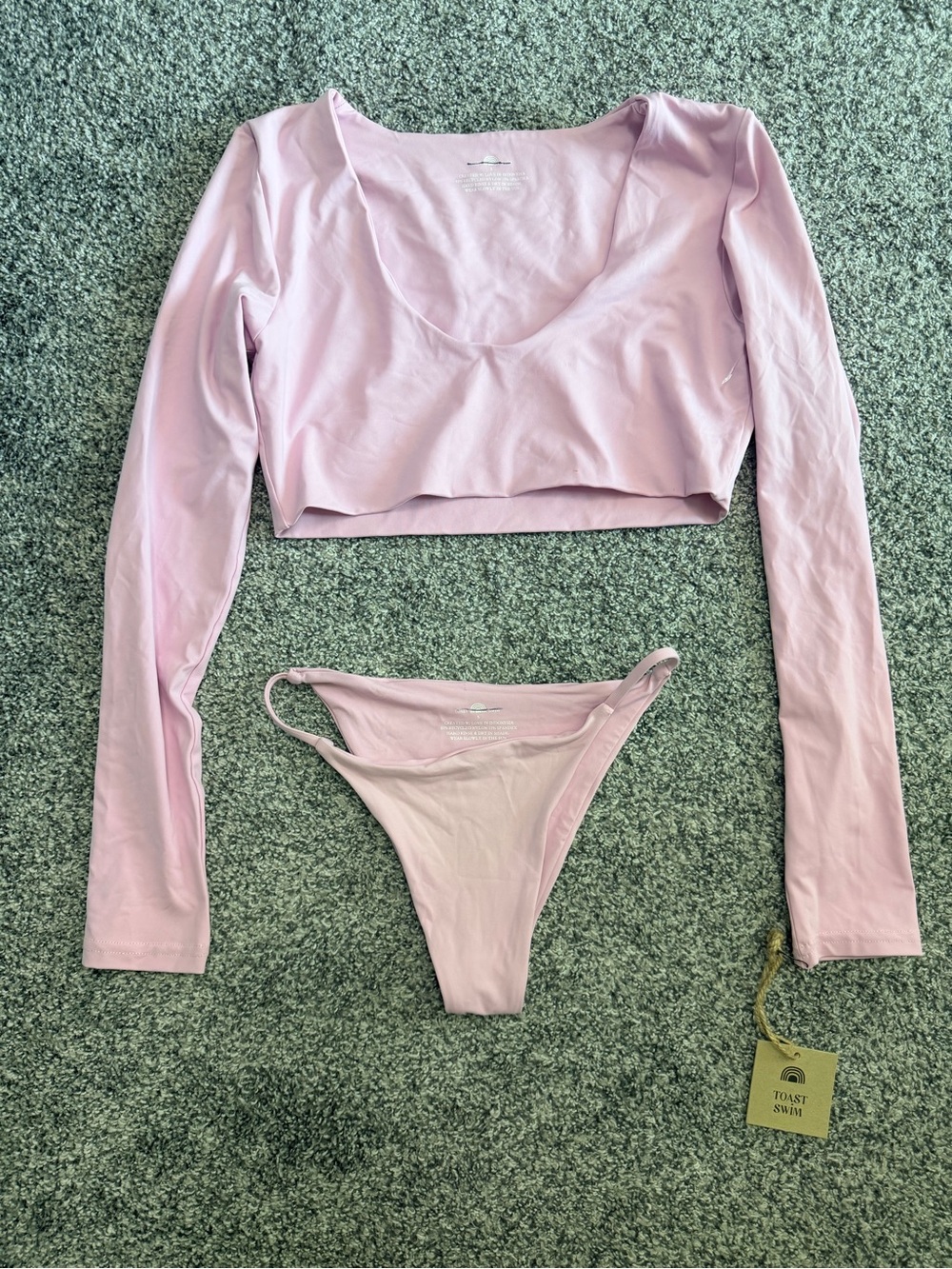 Toast Swim Women's Pink Long-Sleeve Bikini Set